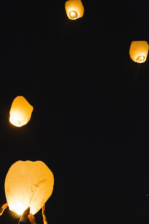 WELL WISHES: Chinese lanterns are traditionally let off during Chinese New Year celebrations and symbolize new beginnings—making them perfect for a wedding, too