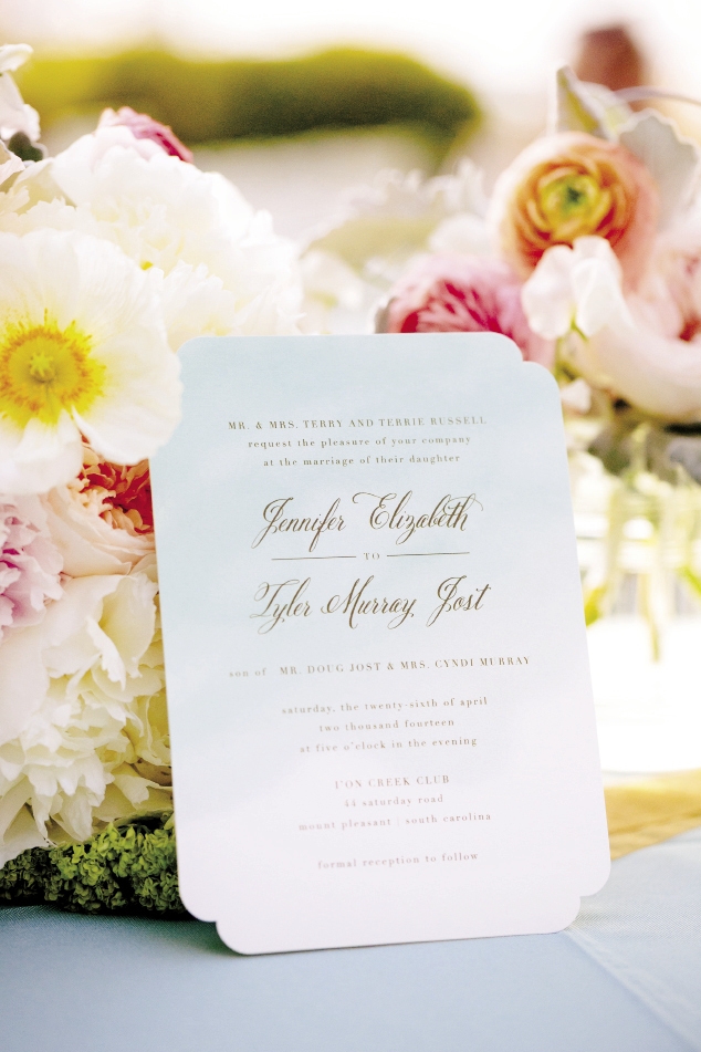 PANTONE PERFECTION: The bride’s favorite hue of blue was painted across the stationery in a watercolored ombré style.