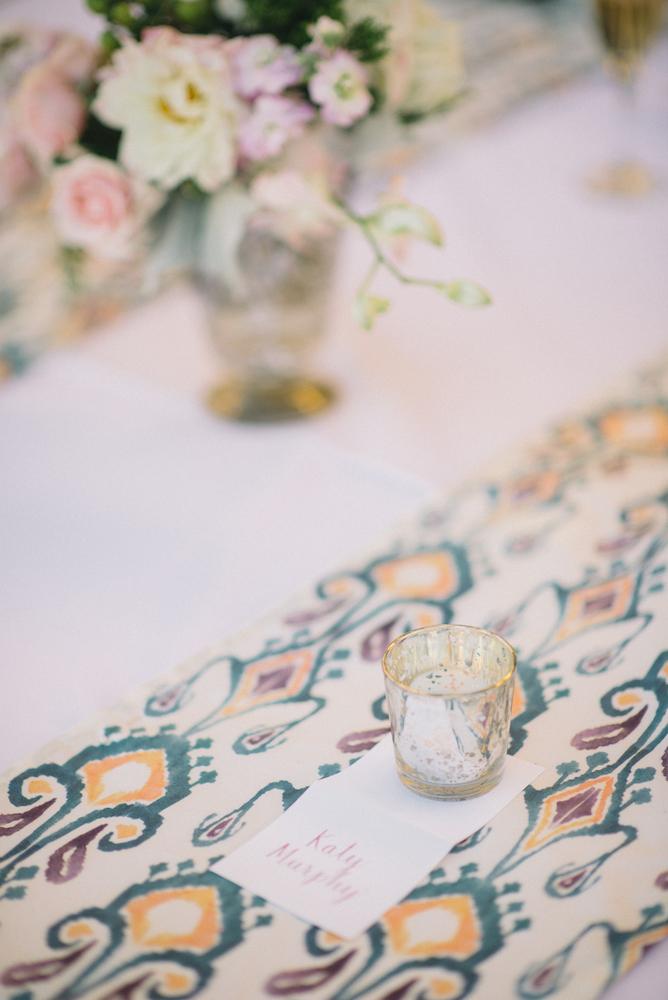 Wedding and floral design by A Charleston Bride. Custom fabric designed by Blue Glass Design. Photograph by Sean Money &amp; Elizabeth Fay.