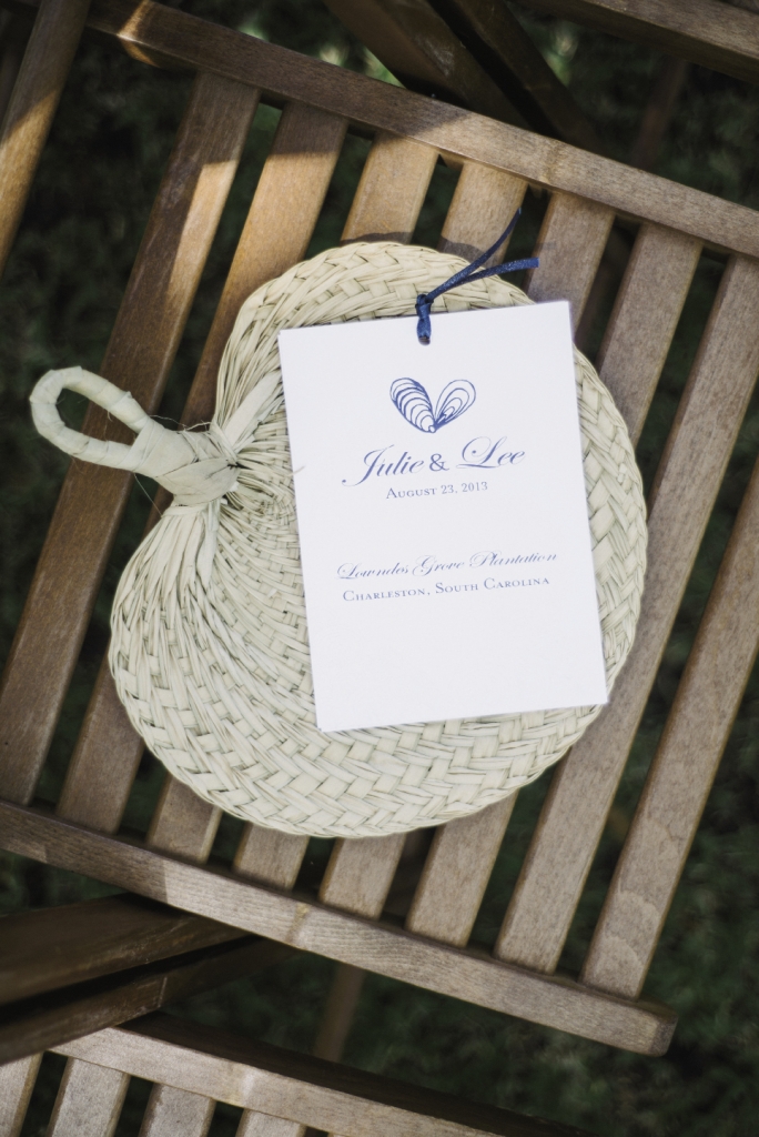 COOL DOWN: In  Charleston, hot temperatures are a given in August, so each guest was gifted a fan on their seat.