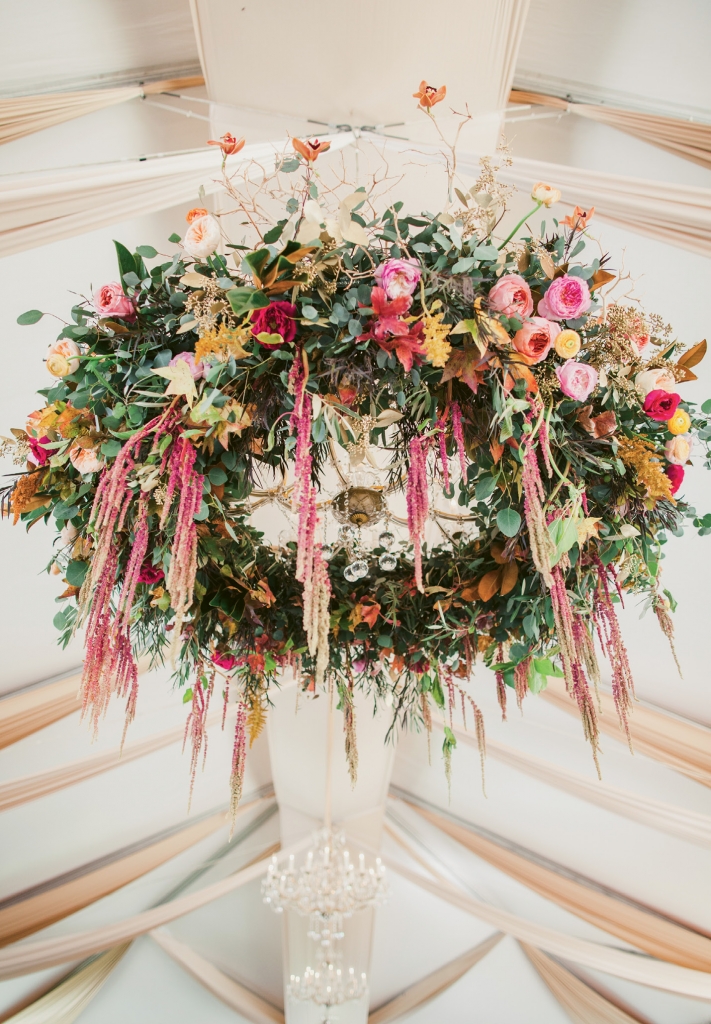 This enchanting floral installation proved to be Branch  Design Studio’s largest hanging piece to date.  (Image by Juliet Elizabeth Photography)