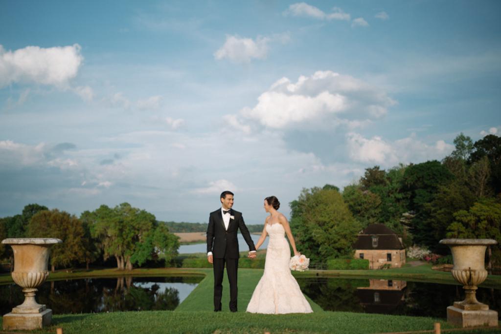Photograph by Sean Money + Elizabeth Fay at Middleton Place. Bride&#039;s attire by Anne Barge, available in Charleston through White on Daniel Island. Groom&#039;s attire by Burberry.