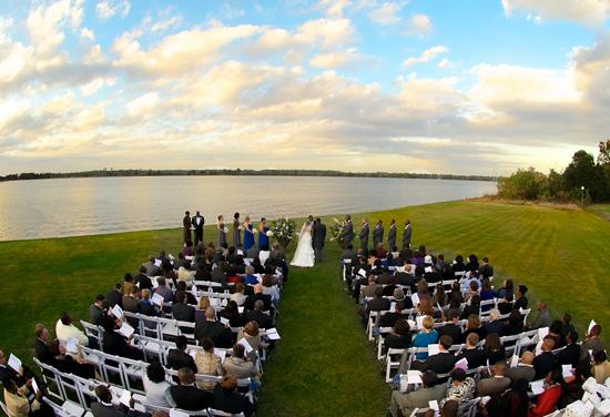 WIDE OPEN SPACES: “The beauty of the Island House pretty much dictated the design of the wedding,” says Kiosha. “We wanted everything to be very open in order to celebrate the land and the river views.”