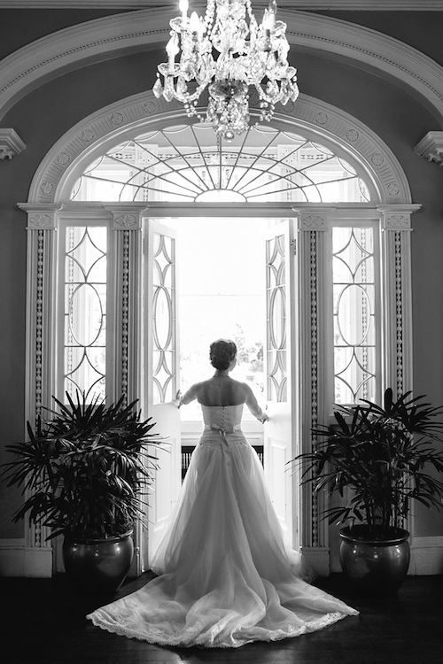 Bride&#039;s gown by Annasul Y. Image by Carolina Photography at the Governor Thomas Bennett House