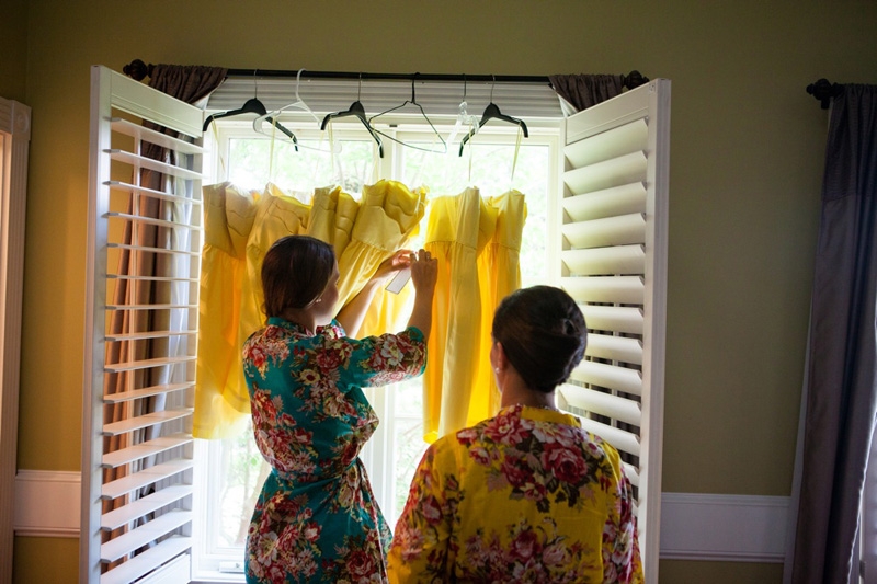 Flower robes by Etsy shop Sunrise to Sunset. Bridesmaid dresses from J.Crew. Image by Hunter McRae Photography.