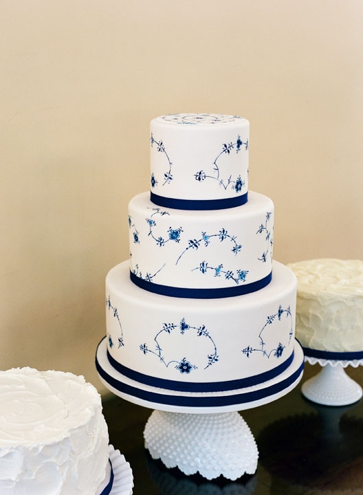 Pal Jessica Grossman of Patrick Properties Hospitality Group hand-painted the fondant cake in the Royal Copenhagen china pattern. The bottom tier was real but the others were foam core falsies because a) she indulged my obsession with the pattern and b) we craved home-style desserts, too, like these additional treats (a hummingbird cake for me and a cannoli cake for Wade).