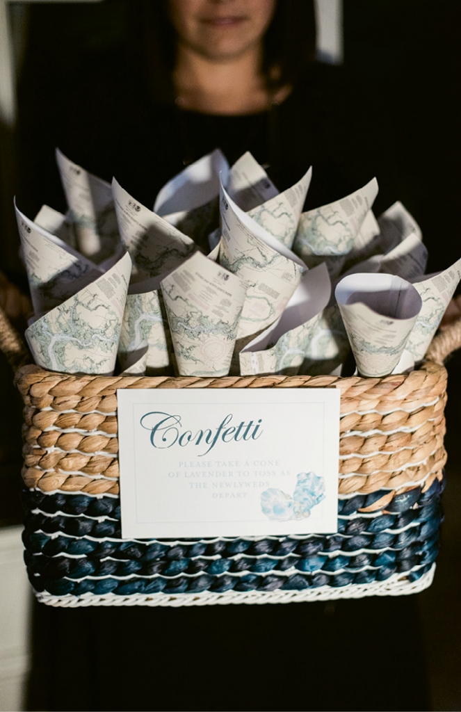 Be naut-y. Incorporate nautical maps into seaside weddings. Here, the maps form paper cones for a lavendar “confetti” exit toss.   &lt;i&gt;Photograph by Marni Rothschild Pictures&lt;/i&gt;