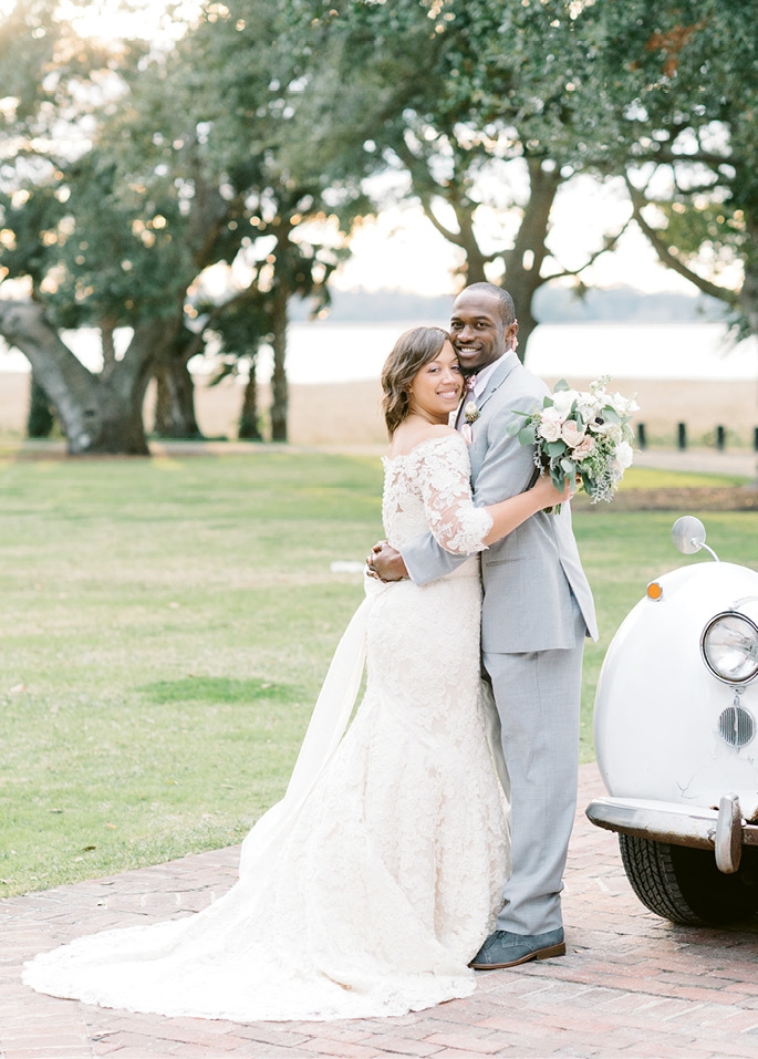 The couple, Goose Creek natives, invited 200 guests. As a nod to Nisha’s love of Kate Spade, Justin donned a polka-dotted tie and pocket square.  &lt;i&gt;Image by Aaron &amp; Jillian Photography&lt;/i&gt;