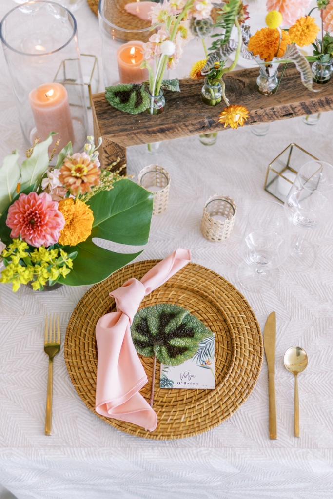 From place settings to lounge seating, every detail of the dreamy reception was lush and vibrant.