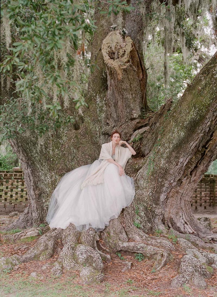 Gown from Palmetto Bridal. Wrap from RTW.   &lt;i&gt;Photograph by Corbin Gurkin&lt;/i&gt;