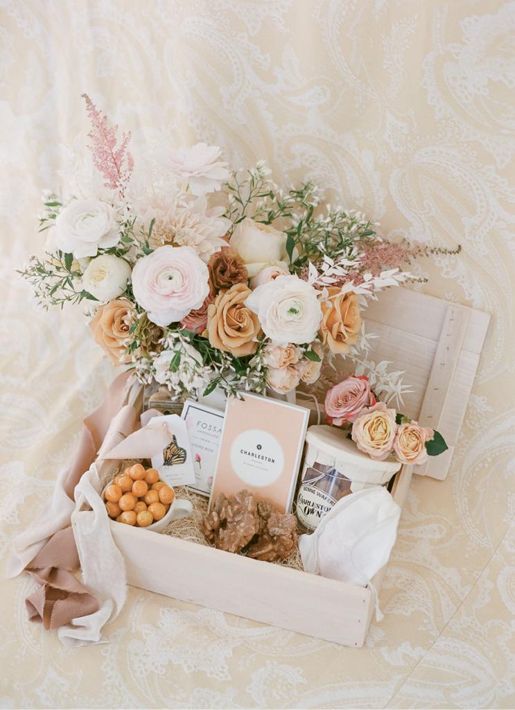 A smaller guest list affords more extravagant welcome boxes, like this one with local treats.