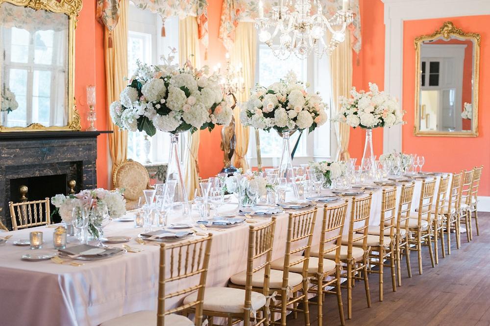 Event and floral design by Gathering Floral + Event Design. Rentals from Snyder Events. Photograph by Marni Rothschild Pictures at the William Aiken House.