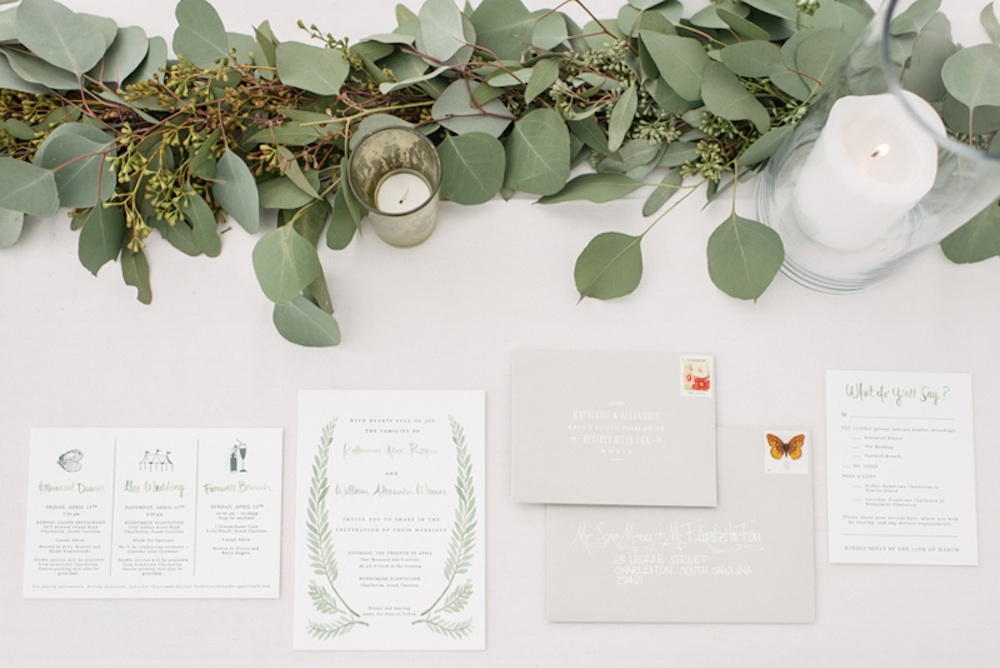 Stationery designed by the bride, letterpressed by Lala Press. Photograph by Sean Money + Elizabeth Fay.
