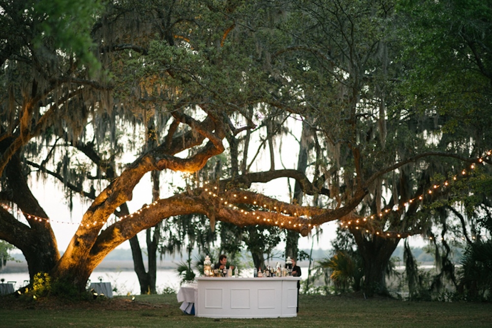 Lighting by Technical Event Company. Photograph by Sean Money + Elizabeth Fay at Runnymede Plantation.