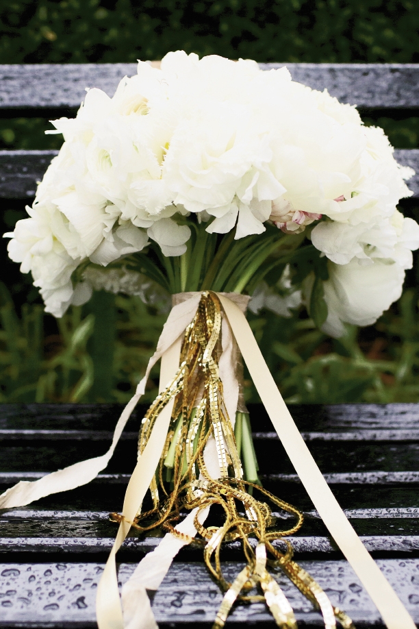 Add sparkle to a bouquet with sequined ribbon, like Charleston Stems did. Image by The Connellys.