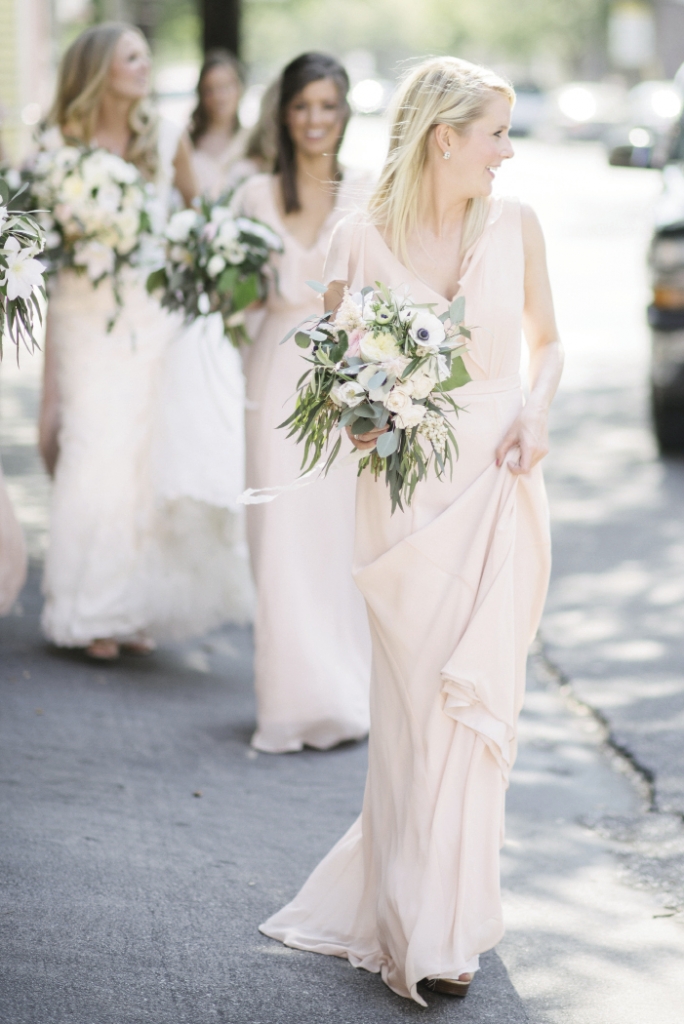Bridesmaid dresses by Jenny Yoo (available locally at Bella Bridesmaids and Fabulous Frocks). Bouquets by Sara York Grimshaw Designs. Photograph by Sean Money + Elizabeth Fay.