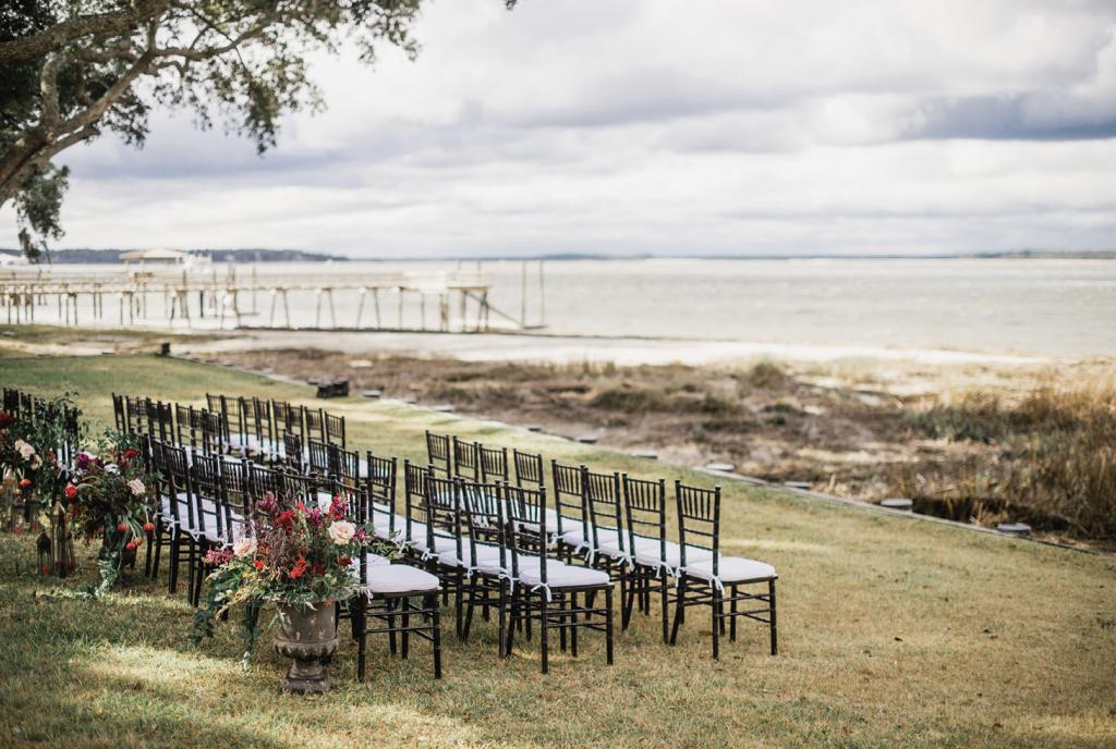 Guests looked out over Broad Creek—an offshoot of the Calibogue Sound—during the ceremony.