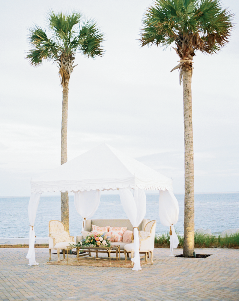 Tent lounge by Ooh! Events. Location: Seabrook Island Club Ocean Terrace. Photograph by Perry Vaile