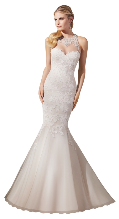 Gown: Style 2723 by Mori Lee; Trend: embellished halter neckline; Shop: Bridals by Jodi and Jean’s Bridal