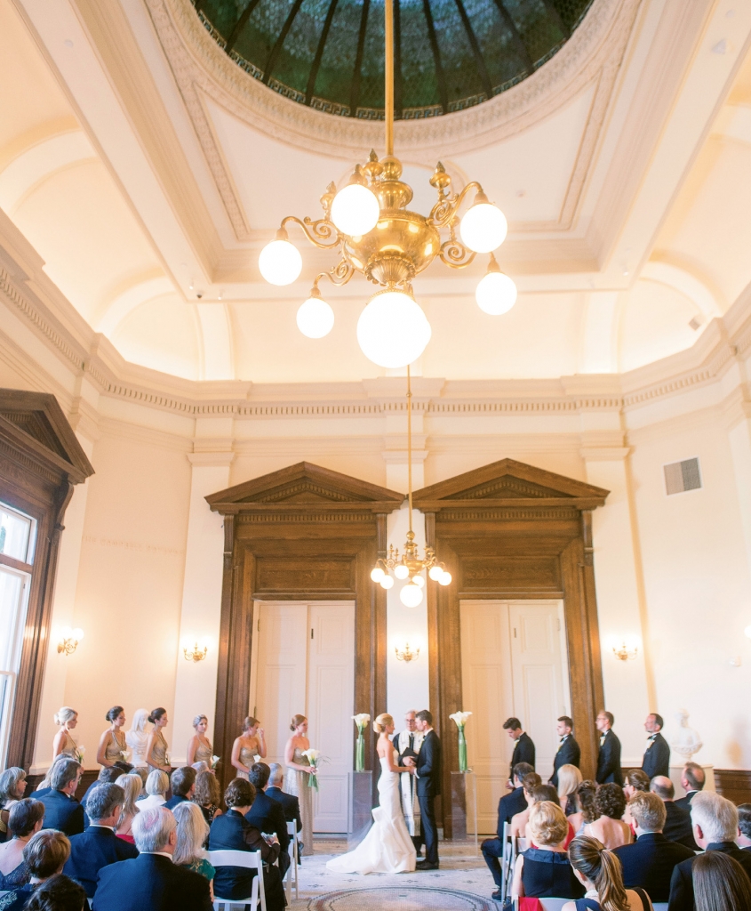 The grand architecture of the Gibbes’ rotunda meant little decoration was needed for the ceremony.  &lt;i&gt;Image Timwill Photography&lt;/i&gt;