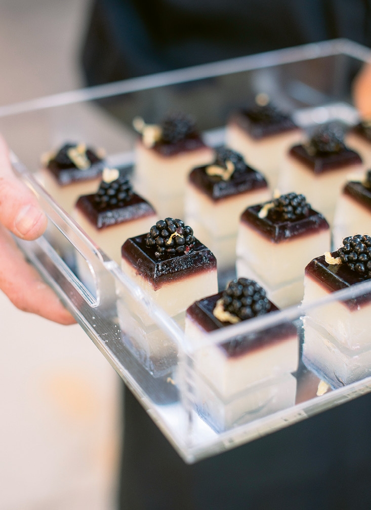 Sometimes it’s the smallest touches that are the most memorable, like these blackberry Jell-O shots. “Guests were wowed by them!” says planner Megan Chandler.  &lt;i&gt;Image Timwill Photography&lt;/i&gt;
