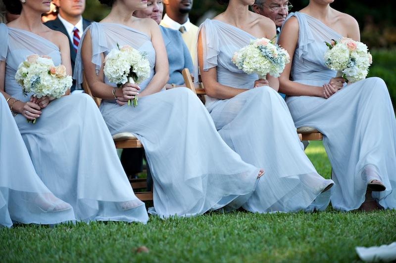 Bridesmaids’ attire by Amsale from Bella Bridesmaids. Florals by HB Stems. Image by Kelli Boyd Photography.