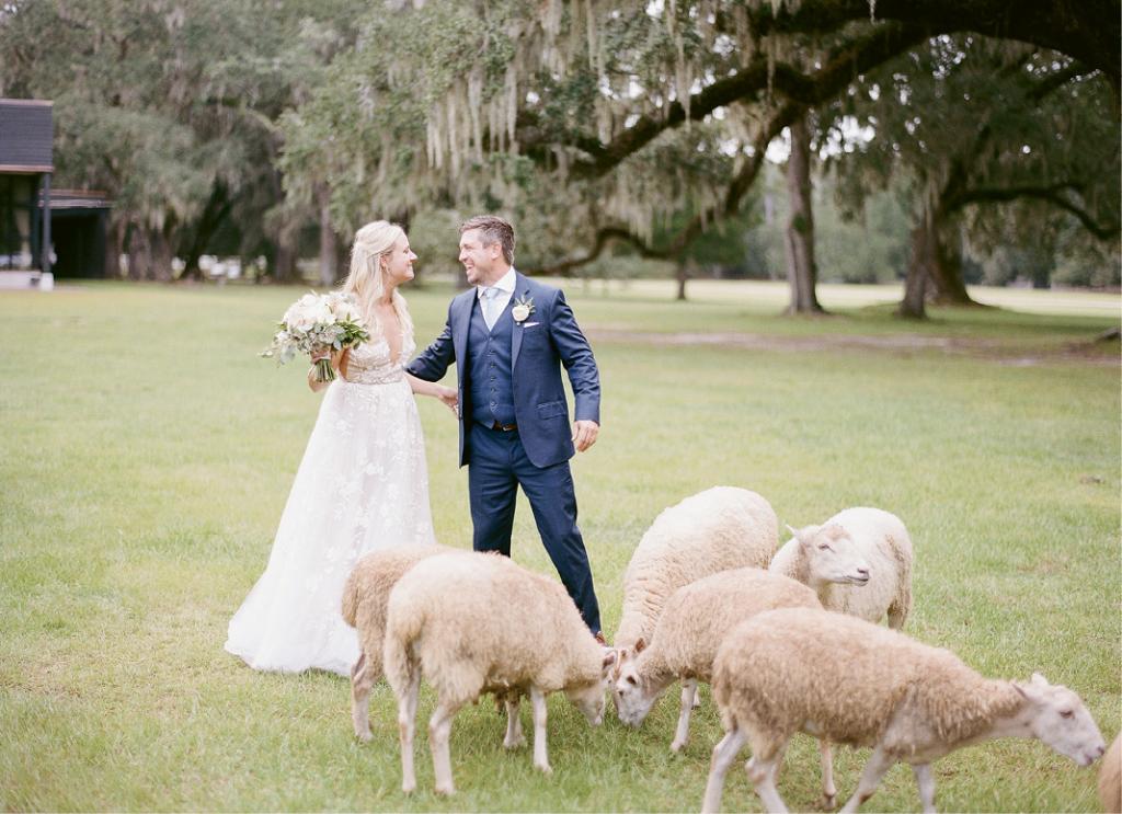 When guests arrived, they were offered parasols and fans, and the option to explore, pet the resident flock of sheep, or play croquet, Jenga, bocce, corn hole, and more.