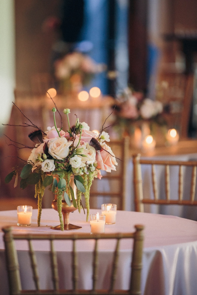 Wedding design and reception florals by Engaging Events. Rentals by Snyder Events and EventWorks. Image by Richard Bell Weddings at Magnolia Plantation &amp; Gardens.