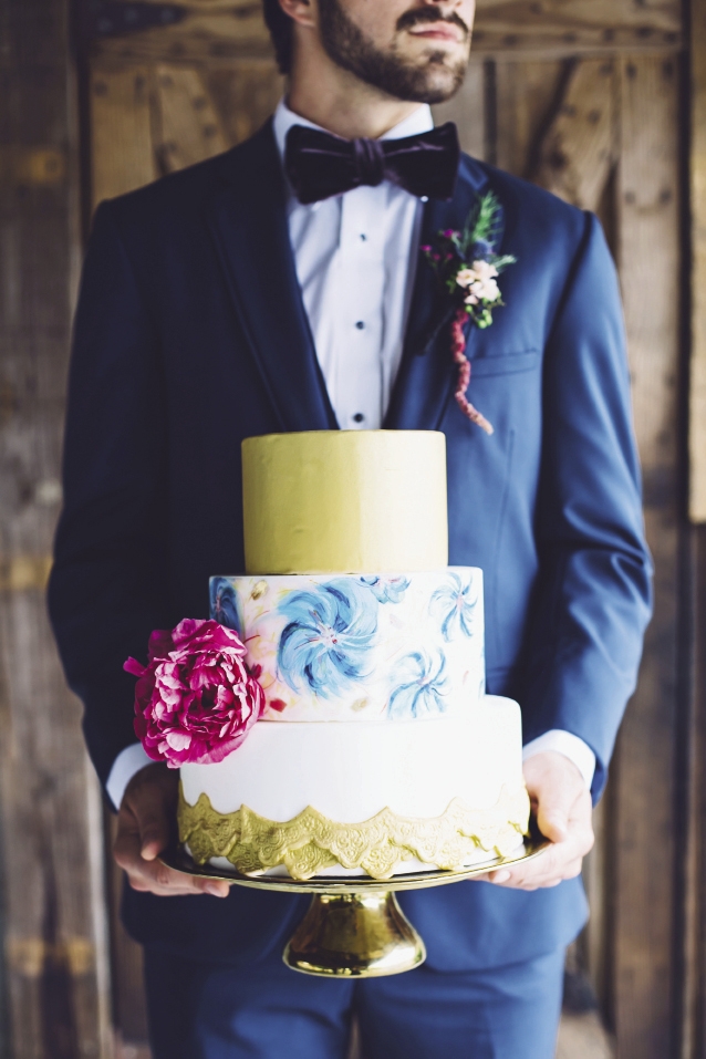 Menswear from David&#039;s Tuxedos. Bow tie from Wickham House (Etsy). Cake by DeClare. Florals by Anna Bella Florals. Event design by Pure Luxe Bride. Image by Monika Gauthier Photography &amp; Design.