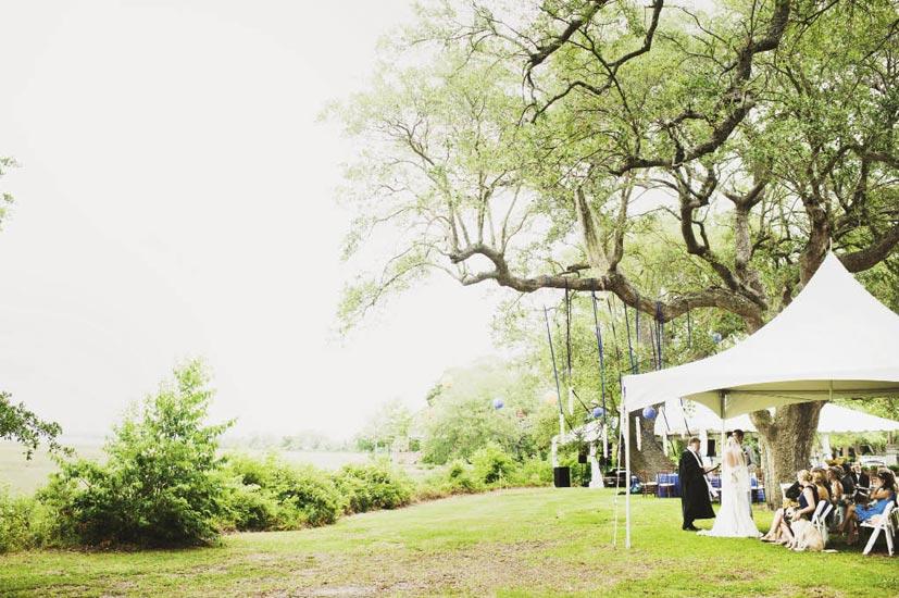 DOWN BY THE RIVER: Majestic oaks paired with breathtaking waterside scenery made Lowndes Grove the perfect spot for the ceremony and reception.