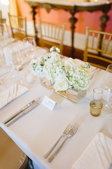 Wedding design by A. Caldwell Events. Florals by Tiger Lily Weddings. Rentals by Snyder Events and EventWorks. Linens by La Tavola. Image by Clay Austin Photography  at the William Aiken House.