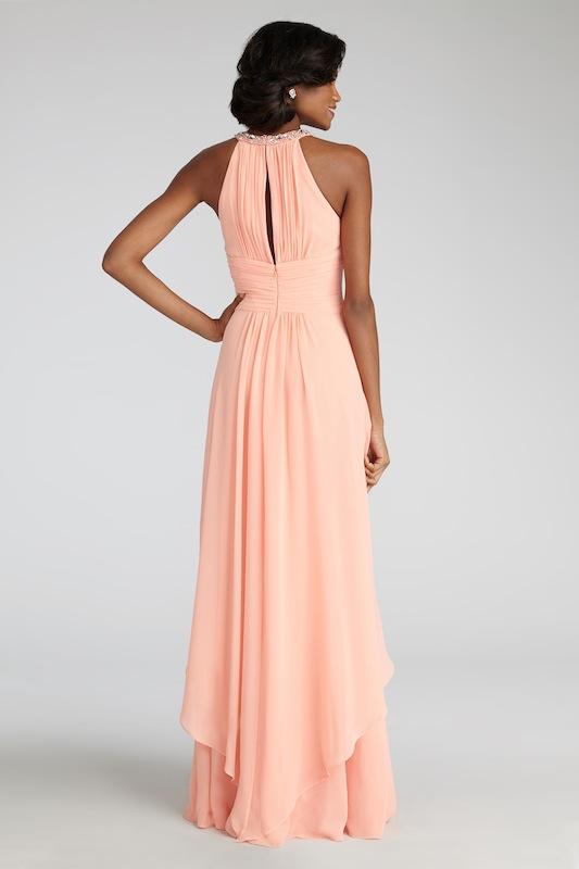 Donna Morgan&#039;s &quot;Siena&quot; in Peach Fuzz. Available in Charleston through Bella Bridesmaids.